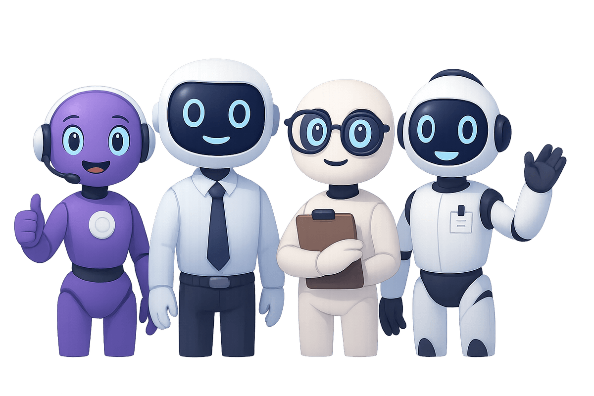 Four AI agents working together