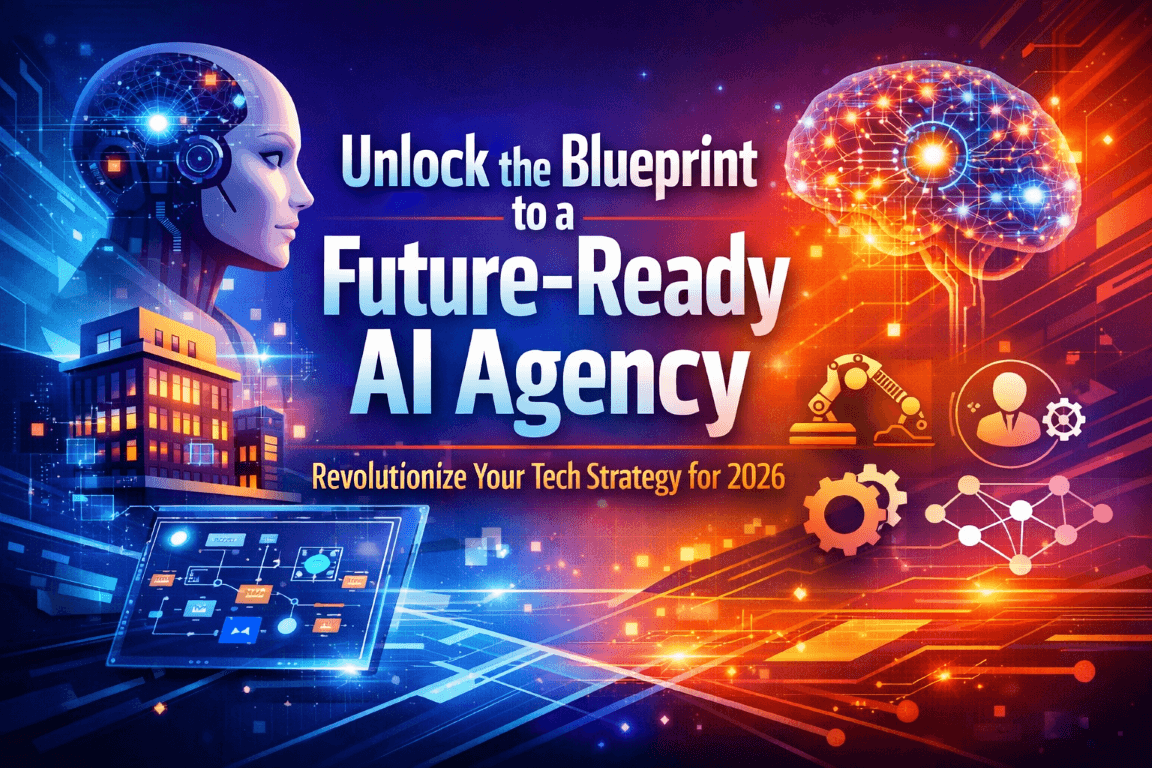 A futuristic, minimalistic image in blue-purple and cyan-magenta gradients showing AI chatbots interacting with abstract business environments—neural networks, data grids, and digital workspaces—symbolizing productivity in small businesses.